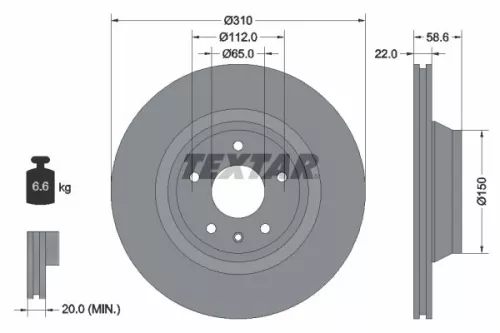 1x  TEXTAR Brake Disc