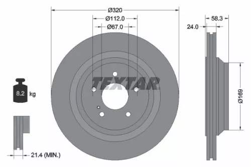 1x  TEXTAR Brake Disc