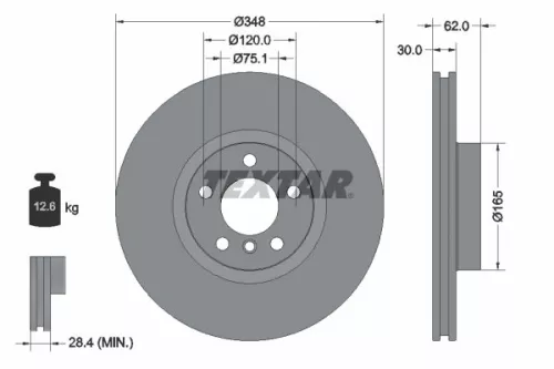 TEXTAR TEXTAR (92160905) 1x  TEXTAR Brake Disc 