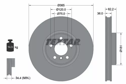 1x  TEXTAR Brake Disc