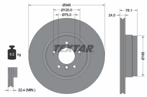 TEXTAR TEXTAR (92161205) 1x  TEXTAR Brake Disc 