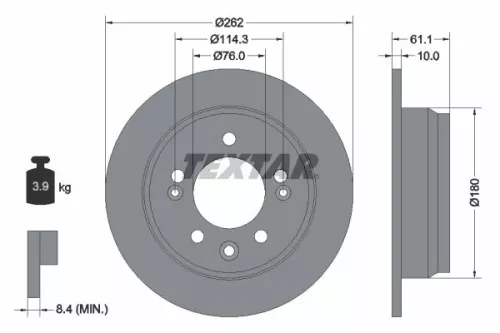 TEXTAR TEXTAR (92161703) 1x  TEXTAR Brake Disc 