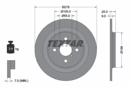 TEXTAR TEXTAR (92161903) 1x  TEXTAR Brake Disc 