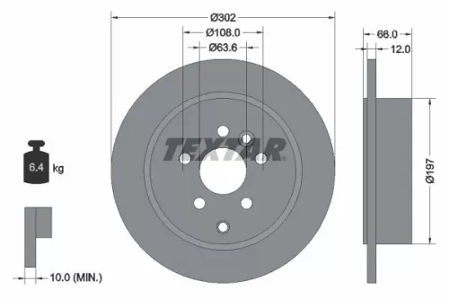 1x  TEXTAR Brake Disc