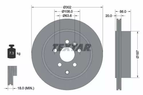 1x  TEXTAR Brake Disc