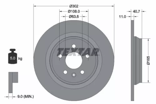 1x TEXTAR 92162903 Brake Disc