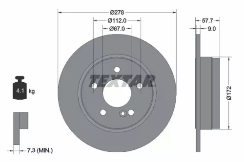 TEXTAR TEXTAR (92163103) 1x  TEXTAR Brake Disc 
