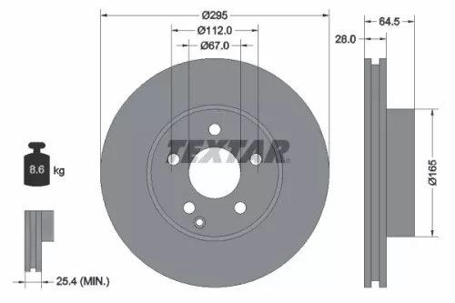 TEXTAR TEXTAR (92163205) 1x  TEXTAR Brake Disc 
