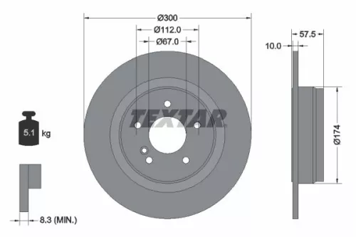 TEXTAR TEXTAR (92163303) 1x  TEXTAR Brake Disc 