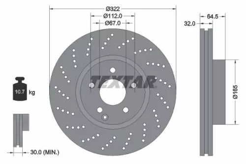 TEXTAR TEXTAR (92163405) 1x  TEXTAR Brake Disc 