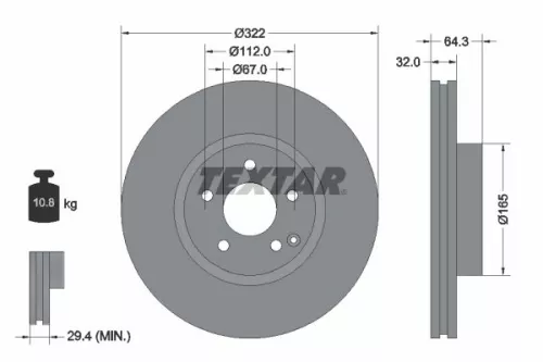 1x  TEXTAR Brake Disc