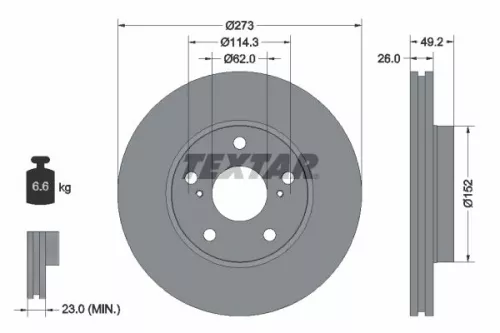 1x  TEXTAR Brake Disc