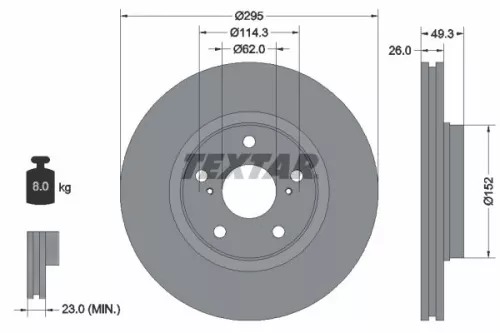 TEXTAR TEXTAR (92163903) 1x  TEXTAR Brake Disc 