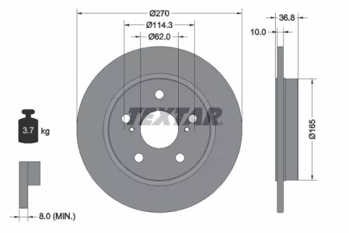 TEXTAR TEXTAR (92164003) 1x  TEXTAR Brake Disc 