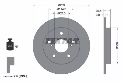 TEXTAR TEXTAR (92164103) 1x  TEXTAR Brake Disc 