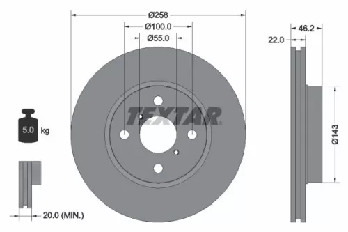 1x  TEXTAR Brake Disc