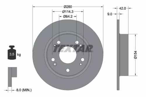 1x  TEXTAR Brake Disc