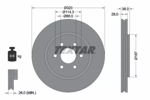 TEXTAR TEXTAR (92164405) 1x  TEXTAR Brake Disc 