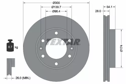 1x  TEXTAR Brake Disc