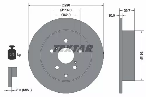 1x TEXTAR 92164803 Brake Disc