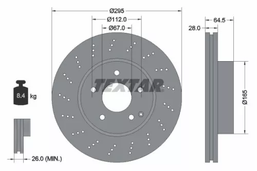 1x TEXTAR 92165005 Brake Disc
