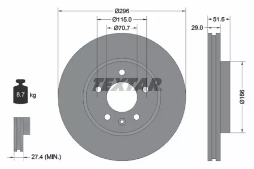 1x TEXTAR 92165405 Brake Disc