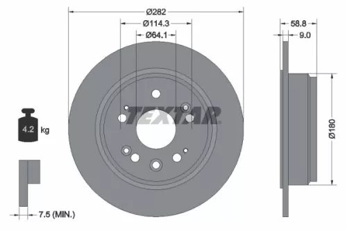 TEXTAR TEXTAR (92165703) 1x  TEXTAR Brake Disc 