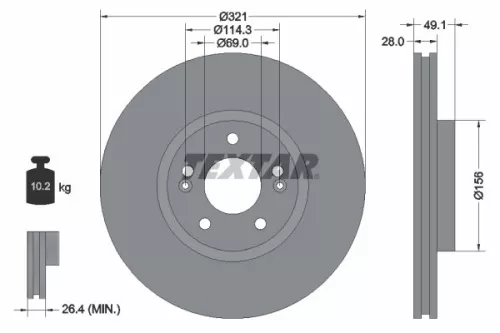 TEXTAR TEXTAR (92166003) 1x  TEXTAR Brake Disc 