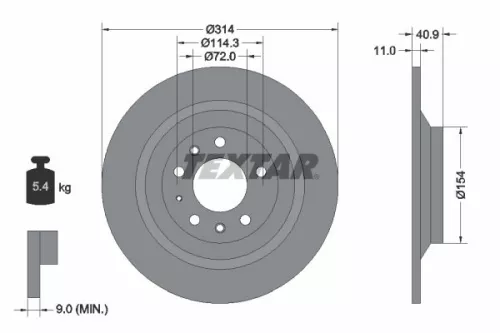 TEXTAR TEXTAR 92166400 1x TEXTAR 92166400 Brake Disc 