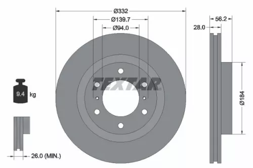 1x  TEXTAR Brake Disc