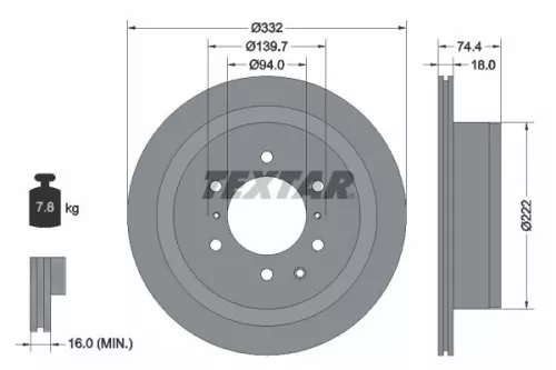 1x  TEXTAR Brake Disc