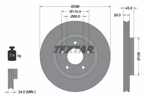 TEXTAR TEXTAR (92167405) 1x  TEXTAR Brake Disc 