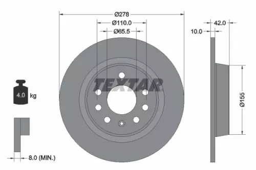 TEXTAR TEXTAR (92167603) 1x  TEXTAR Brake Disc 