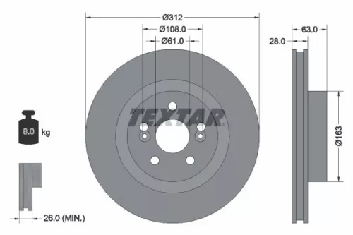 1x TEXTAR 92167703 Brake Disc