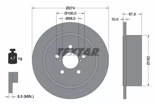 1x  TEXTAR Brake Disc