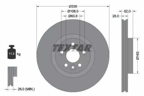 1x  TEXTAR Brake Disc