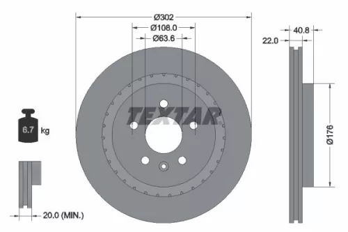 1x  TEXTAR Brake Disc
