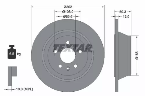 TEXTAR TEXTAR (92168403) 1x  TEXTAR Brake Disc 