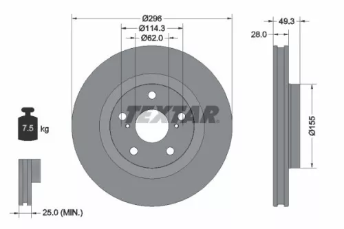 TEXTAR TEXTAR (92168803) 1x  TEXTAR Brake Disc 