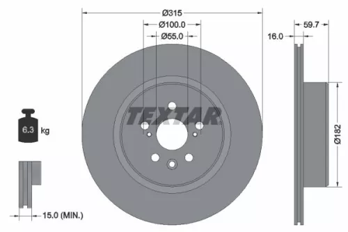 TEXTAR TEXTAR 92169503 1x TEXTAR 92169503 Brake Disc 