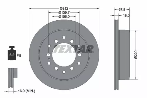 TEXTAR TEXTAR (92170103) 1x  TEXTAR Brake Disc 
