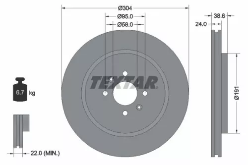 TEXTAR TEXTAR (92170203) 1x  TEXTAR Brake Disc 