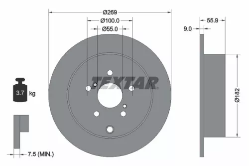 TEXTAR TEXTAR (92170403) 1x  TEXTAR Brake Disc 