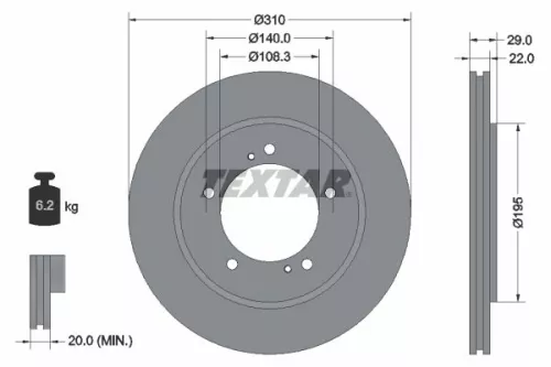 TEXTAR TEXTAR (92170503) 1x  TEXTAR Brake Disc 