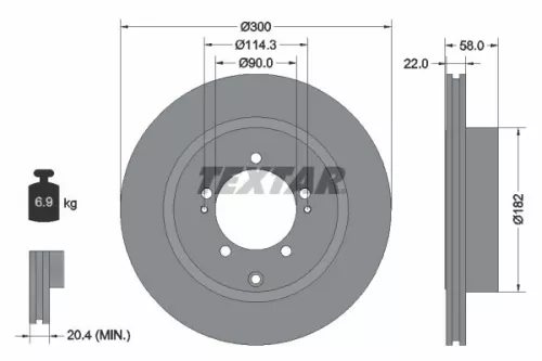 1x TEXTAR 92170603 Brake Disc