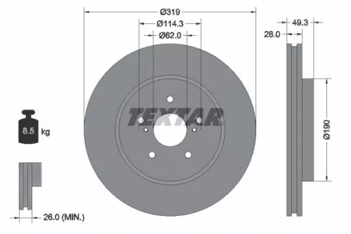 1x TEXTAR 92171503 Brake Disc