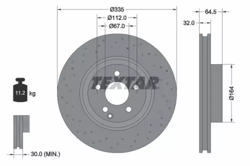 1x  TEXTAR Brake Disc