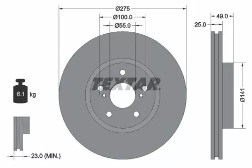 1x  TEXTAR Brake Disc