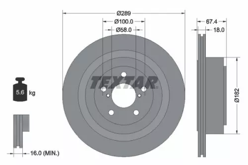 1x  TEXTAR Brake Disc