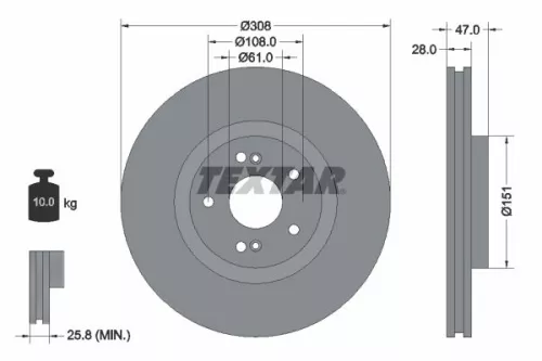 1x  TEXTAR Brake Disc